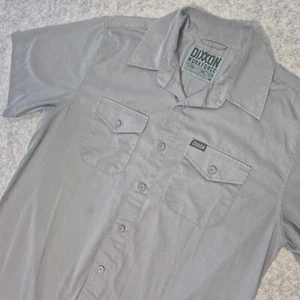 Dixxon Shirt Mens Large Gray Workforce Short Sleeve Button Up Utility Pockets - Picture 1 of 13