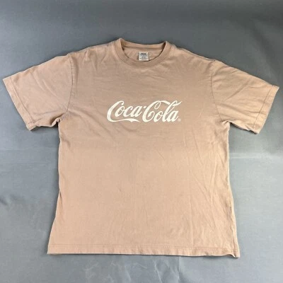 Coca Cola Pacsun Shirt Medium Coral Men Spellout 5 Short Sleeve Tee Used #14 - Image 1 of 4