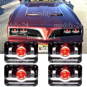 4pcs 4x6" LED Headlights Hi-Lo Beam Red Demon eye fit 1977-1981 Pontiac Firebird - Picture 1 of 13