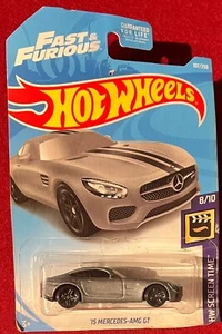HOT WHEELS '15 MERCEDES-AMG GT 107/250 GRAY .CARD IS DAMAGED.SEE COMBINED OFFERS - Picture 1 of 1