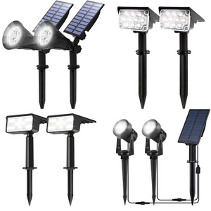 2 faretti solari LED bianco freddo luce solare lampada solare faretto da giardino spot light - Foto 1 di 47