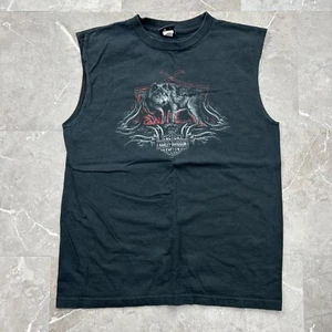 VINTAGE HARLEY DAVIDSON GRAPHIC SLEEVELESS TEE MENS LARGE CLEARWATER FLORIDA Y2K - Picture 1 of 10