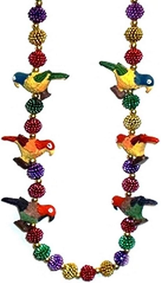 Parrots Animals Mardi Gras Carnival Holiday Theme Party Favor Gift Bead Necklace - Image 1 of 1