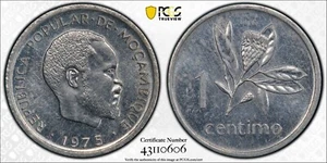Mozambique 1975 1 céntimo PCGS como nuevo 63 - Imagen 1 de 3