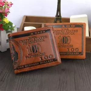 "Portafoglio pieghevole banconota da 100 dollari USA ""$100" in pelle PER UOMO slot ID contanti TITOLARE @ - Foto 1 di 5
