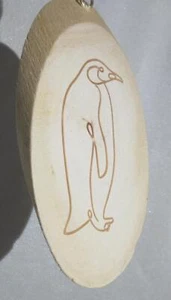 Cut Wood Slice Penguin Burning 5" Christmas Tree Ornament Place and Time O1061 - Picture 1 of 4