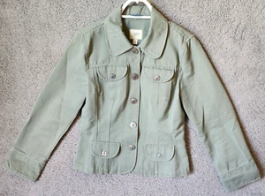 J Jill Women's Button Front Utility Pocket Jacket 100% Cotton Sage Green Size XS - Picture 1 of 16