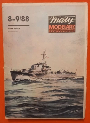 Modellbaubogen Maly Modelarz  8-9/88, ORP CZUJNY U-Jäger Typ KRONSZTAD in 1:100 - Bild 1 von 4