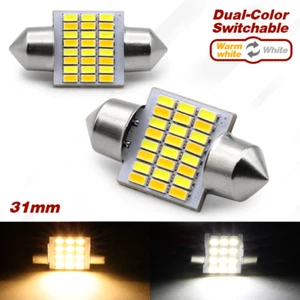 2x Dual Color Interior Map Dome Trunk Lights 31mm DE3175 DE3022 Festoon Bulbs - Picture 1 of 7