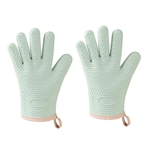 2 Pack Heat Resistant Silicone Oven Mitt Oven Gloves for Cooking Baking - Picture 1 of 7