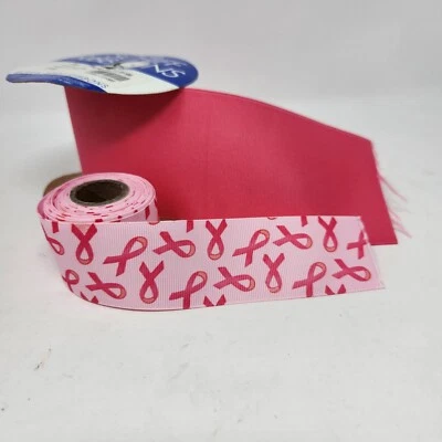 Arco artesanal de 3" Hot Pink Schiff grosgrain y 1 1/2" cáncer de mama 3 1/2 yardas cada uno Foto 1 de 3