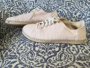 Toms Damenschuhe Turnschuhe rosa Espadrille Größe 11 ~ Bloom Slubby Leinen - Bild 1 von 5