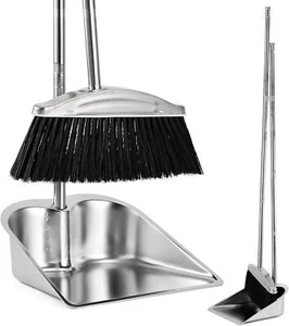 Broom with Dustpan Combo Set 46"Stainless Steel and for Home Heavy Duty Long - Picture 1 of 2