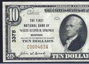 🇺🇸MT 1929 $10 ♚♚WHITE SULPHUR SPRINGS, MONTANA♚♚ PCGS VF 35 VERY RARE!!! - Picture 1 of 3