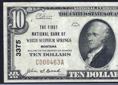 🇺🇸MT  1929 $10 ♚♚WHITE SULPHUR SPRINGS, MONTANA♚♚ PCGS VF 35 VERY RARE!!! - Image 1 of 3