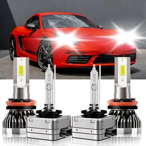 4X Combo LED HID Headlight High Low Beam Bulbs For Porsche Cayman 2007-2008 - Picture 1 of 12