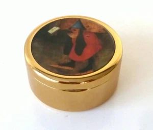 PILLENDOSE / MINI SCHMUCKKÄSTCHEN - VOGEL MIT BRIEF - MOTIV H. BOSCH #p08 - Bild 1 von 3