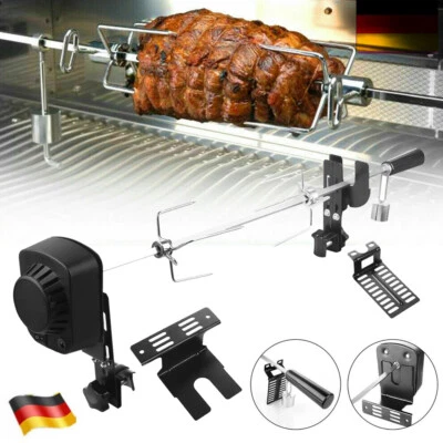 Profi BBQ Grillspieß mit Edelstahl Motor Drehspieß Gasgrill Garten BBQ 137cm DE - Bild 1 von 4