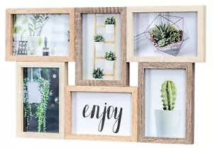 Bilderrahmen 10x15 Fotorahmen Natur Eiche Holz Glas Wanddeko Fotogalerie Collage - Bild 1 von 12