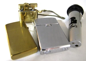 Vintage Lighter Lot Elvis Microphone Serome Gas Rogers Mini Japan Chain 4 Piece - Picture 1 of 24