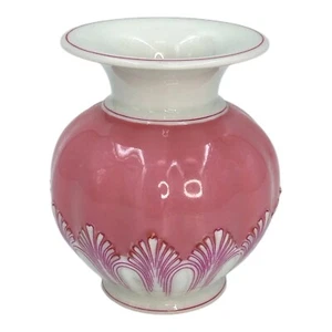 Vaso Rosenthal Bud porcellana rosa art deco a costine 3,5" Selb Germania - Foto 1 di 8
