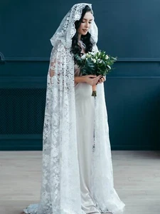 Brautcape/Hochzeitscape/Hochzeit Partycape mit weißer Spitze - Bild 1 von 2