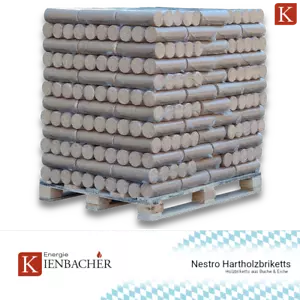 500kg Palette Nestro Holzbriketts Hartholz Brenn Kamin Ofen Heiz Holz Gluthalter - Bild 1 von 6
