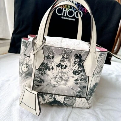 Jimmy Choo Sailor Moon Tote Bag Leather White Manga Print Women's From Japan - Image 1 of 4