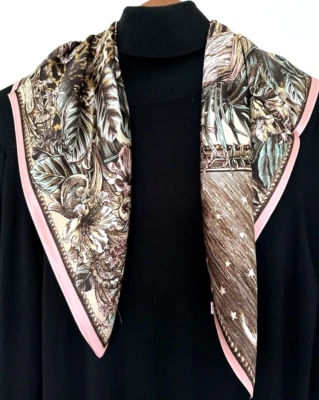 Bufanda 12momme 26"X26" Rosa Estampado Leopardo Pura Morera Satén Seda 65x65cm 4-17 Foto 1 de 4