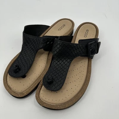 Zapatos Ecco Mujer Talla 40 Sandalias Sin Cordones Cómodas Tanga Cuero Puntera Deslizable Foto 1 de 4