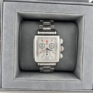Michele Deco Diamond Chronograph MOP Dial Swiss Made Women's Watch w/ Box - Picture 1 of 12