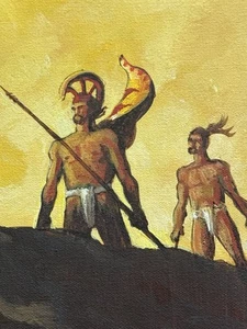 Rare Hawaiian Kamehameha Warrior Painting 12” X 16” signed Parker 98’ - Picture 1 of 10