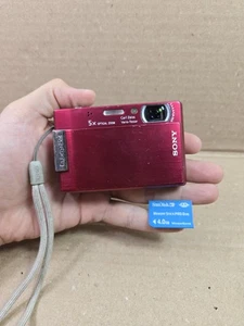 Sony Cyber-shot DSC-T100 8.1MP Digital Camera Red Used Condition Tested Read - Picture 1 of 15