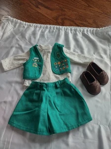 Vintage American Girl Doll Penny Loafers Girl Scouts Green Outfit Retired - Picture 1 of 2