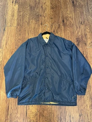 Vintage LL Bean Coach Jacket Mens Large Blue Chinstrap Chamois Lined Union ACTWU - Image 1 of 4