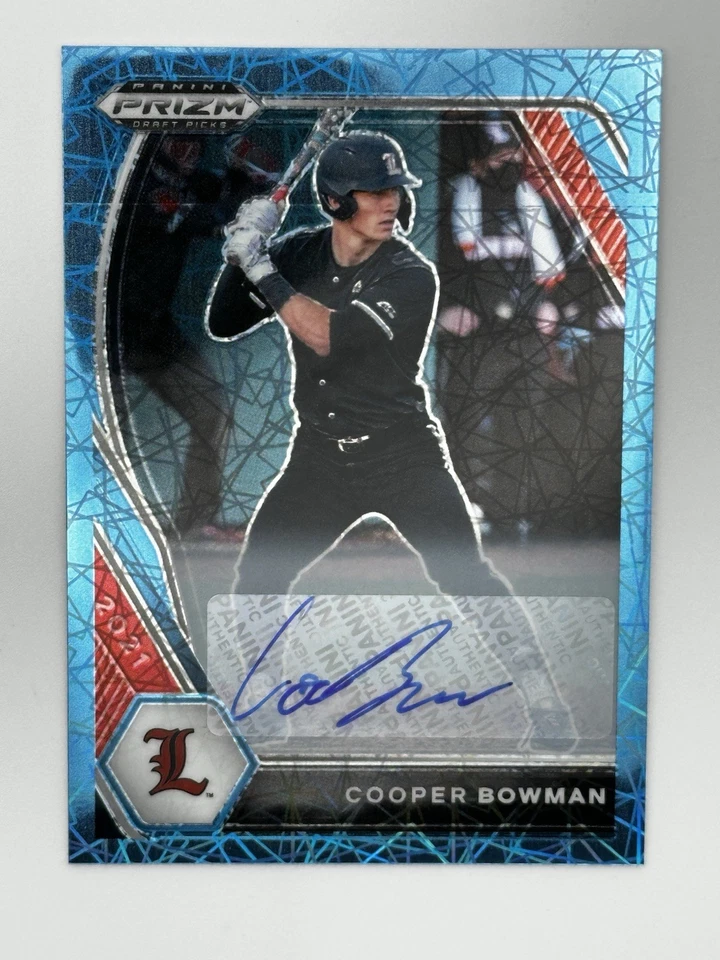 2021 Panini Prizm Draft Picks Cooper Bowman #pdp122 Blue Velocity Auto RC - Image 1 of 2