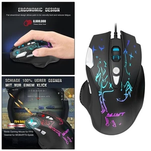 USB LED Backlit RGB Wired Gaming Mouse 6400 DPI Office Home Mice with Side - Picture 1 of 7
