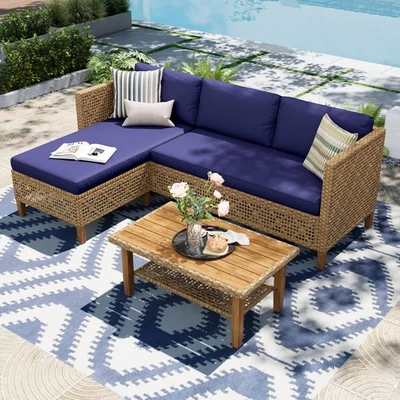 Outdoor Furniture Rattan Patio Furniture Set  Patio Conversation Set Wicker Sofa - Image 1 of 4