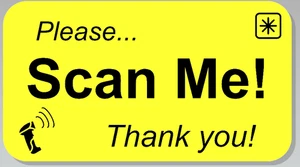SCAN ME Aufkleber Etikett (Bitte danke) 2,25" L x 1,25" H Rechteck GELB - Bild 1 von 4