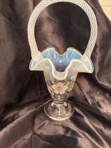 Cesta opalescente Dan Fenton rosa de cuaresma real pintada a mano edición limitada - Imagen 1 de 10