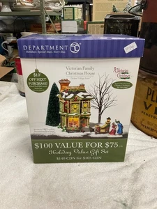 Dept 56 Dickens Village Victorian Family Christmas House Gift Set #56.58717 NOS - Bild 1 von 9
