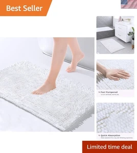 Luxuriöse 24"x17" Chenille Badematte - rutschfest & ultra saugfähig in weiß - Bild 1 von 9