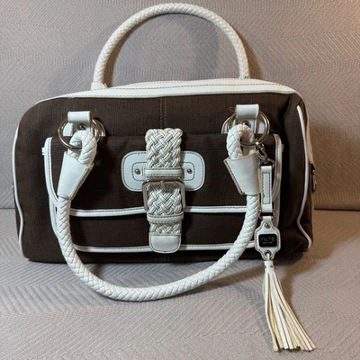 Cartera Bolso de Hombro Rafe New York Lona Asas Trenzadas Lujo Informal Marrón Foto 1 de 4