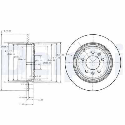 2x DELPHI Bremsscheibe Bremsscheiben Satz Bremsen Hinten BG2573 - Bild 1 von 2