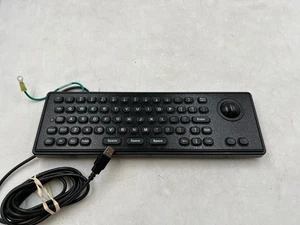 Black Industrial USB Keyboard With Mechanical Trackball Kiosk Metal Keypad - Picture 1 of 5