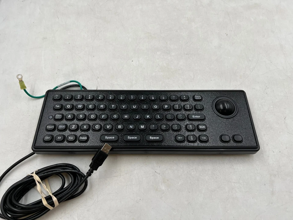 Black Industrial USB Keyboard With Mechanical Trackball Kiosk Metal Keypad - Image 1 of 4