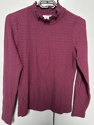 Cotton Club Raspberry Ruffle Turtle Neck Top - Size Medium - Ladies Womens - Image 1 of 3