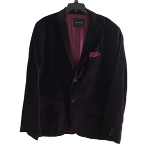 Large Structure Mens Sports Coat & Pocket Square Blazer Cotton Classic Velour - Picture 1 of 9