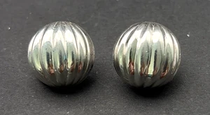 Sterling Silber 925 hochglanzpoliert gerippt geriffelt gepufft Ohrstecker ohne Backings - Bild 1 von 6