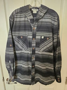 Rugged Earth Outdoor Men’s Button Down Long Sleeve Flannel Shirt Hoodie Size L - Picture 1 of 7